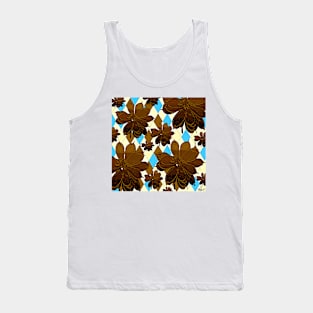 Magnolia Flowers Brown and Blue Tank Top